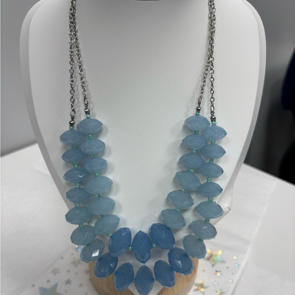 Blue and silver statement necklace